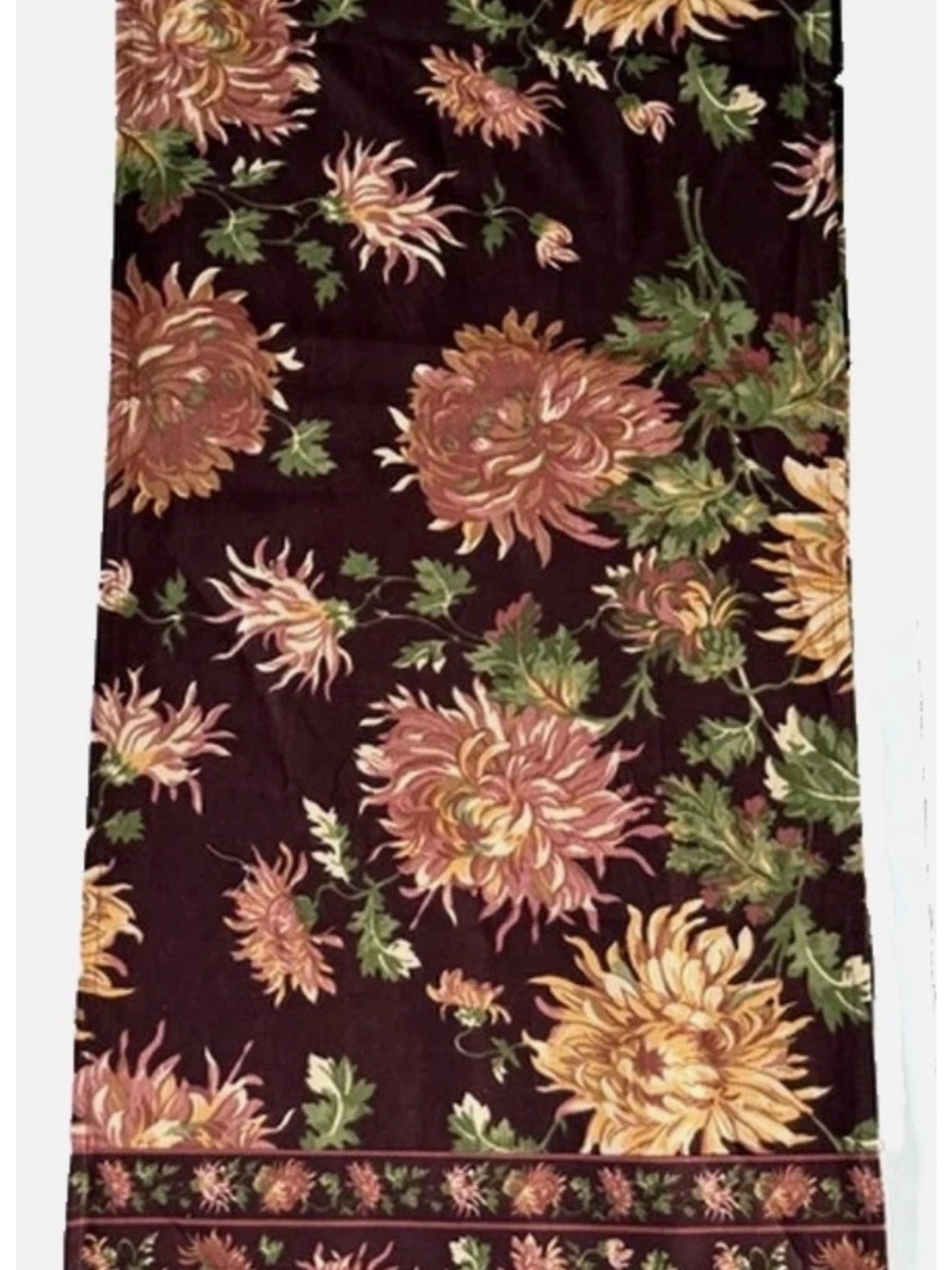 April Cornell Tablerunner Antoinette Fall Mums Floral Maroon Fabric 16 x 90 New - Picture 3 of 4
